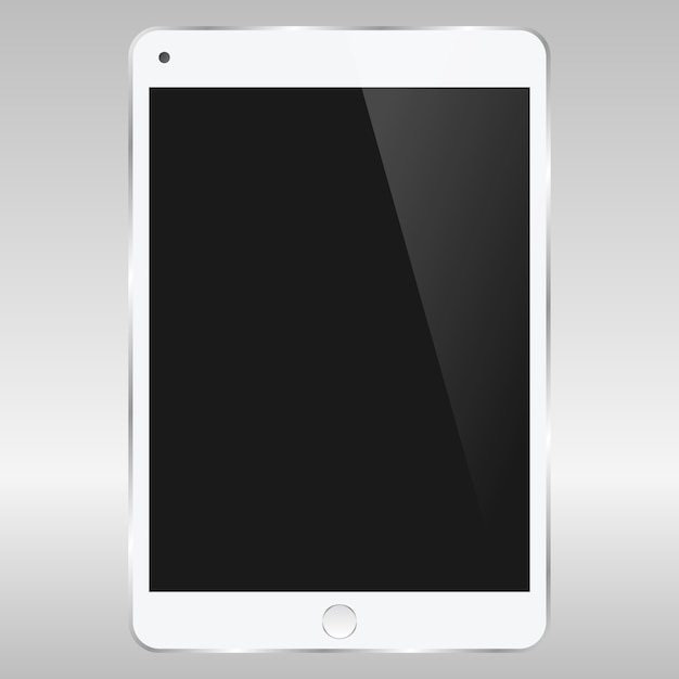 Realistic vector digital soft white tablet mock up with white blank screen