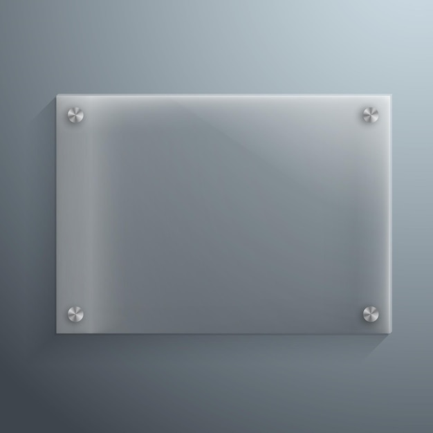 Vector realistic vector glass plate template icon eps10 horisontal vector plastic frame