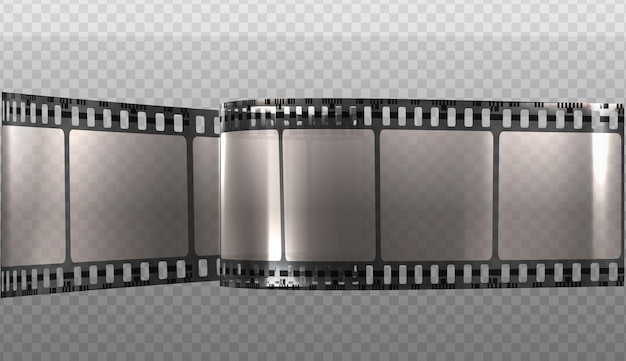 realistic vector icon. Film tape strip in transparency. Isolated. Cinema teater concept.