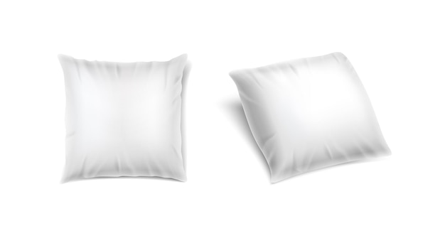 realistic vector icon set Pillow mockup in front and side view Design element for spa brands and salons