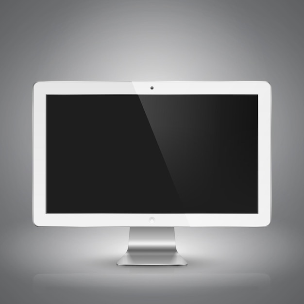 Realistic vector illustration of computer monitor with blank screen