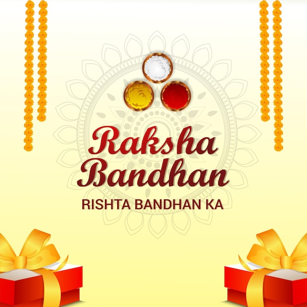 Realistic vector illustration of happy raksha bandhan celebration background