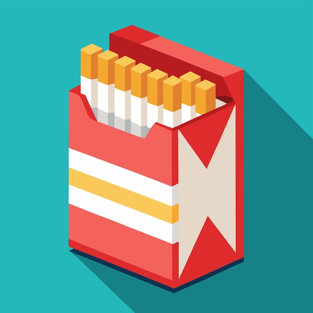 Vector realistic vector illustration of a pack of cigarettes with a hinged box and cigarette sticks