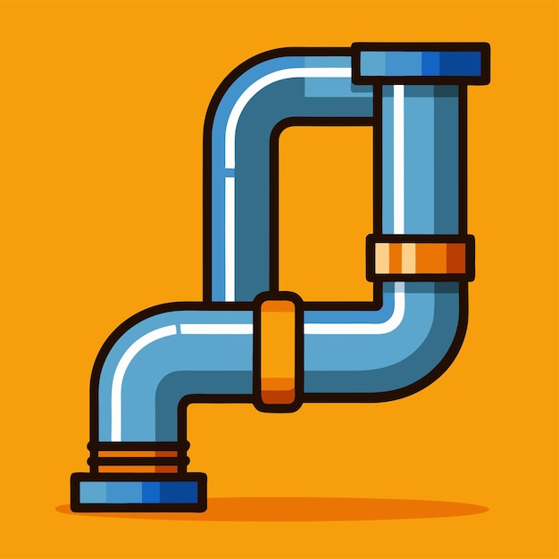 Realistic Vector Illustration of a Water Pipe with a Sleek Design Connectors and Flowing Water