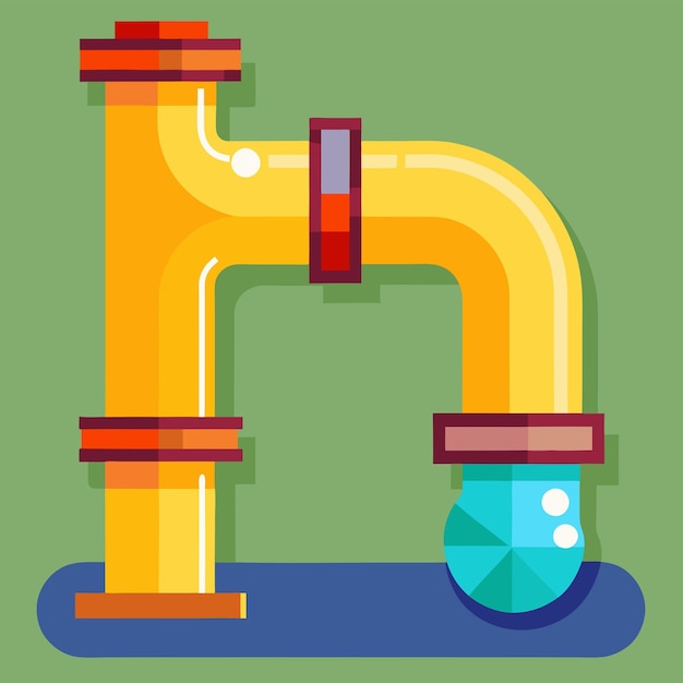 Realistic Vector Illustration of a Water Pipe with a Sleek Design Connectors and Flowing Water