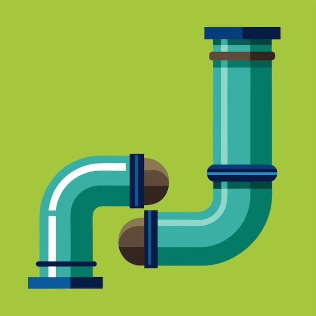 Realistic Vector Illustration of a Water Pipe with a Sleek Design Connectors and Flowing Water