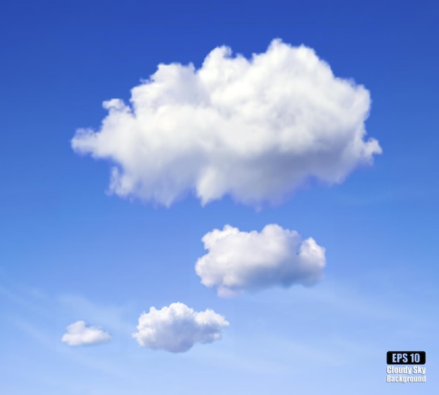 Realistic vector image of speech cloud on blue sky