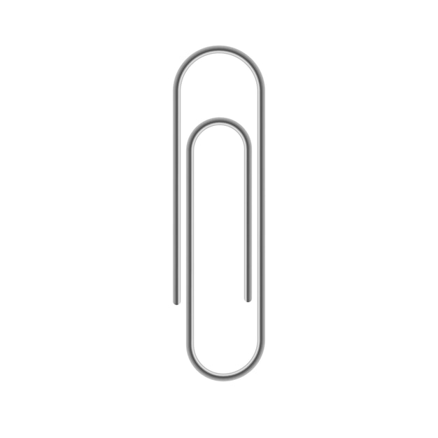 Realistic vector metal paper clip isolated on white background Page holder icon