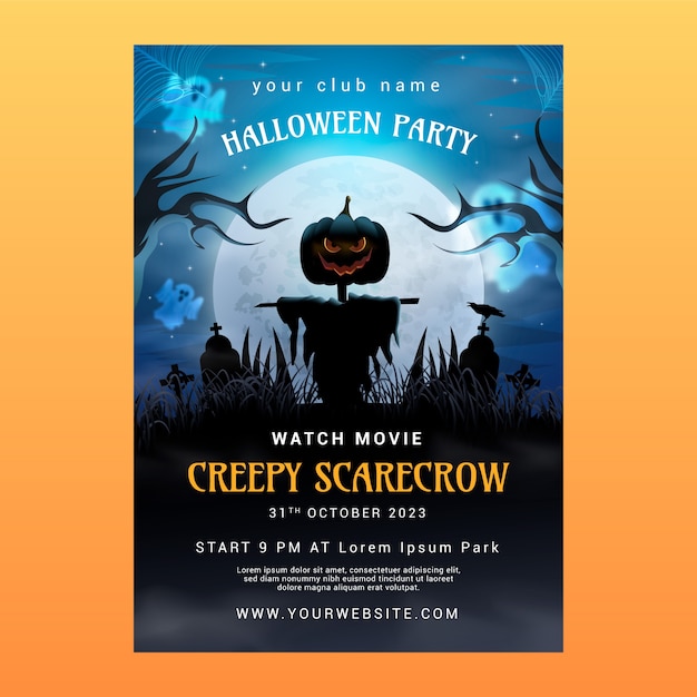 Vector realistic vertical poster template for halloween season celebration