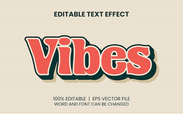 Realistic vibes vintage editable text effect template