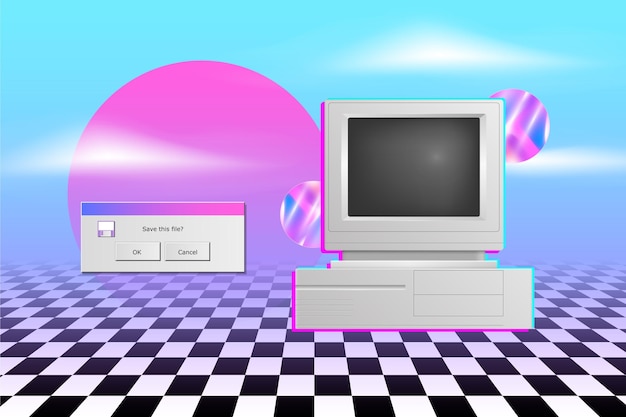 Realistic vintage vaporwave background