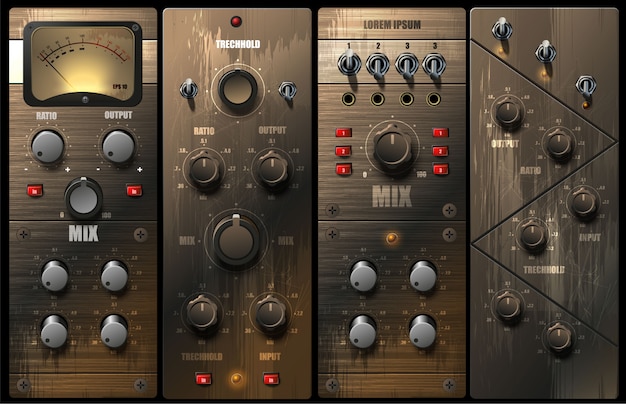 Realistic virtual equalizers and compressors for a recording studio. 