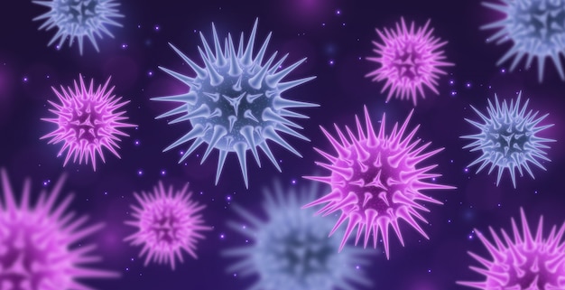 Realistic virus infection bacteria disease cells background concept