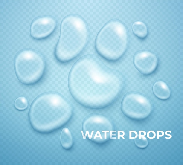 Realistic Water drop.3D Clean drop condensation.  set.