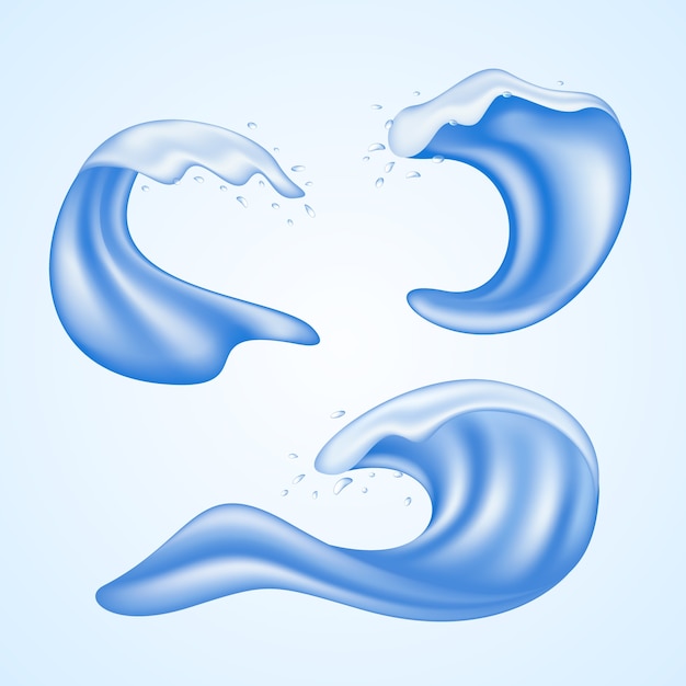 Realistic water waves collection illustration