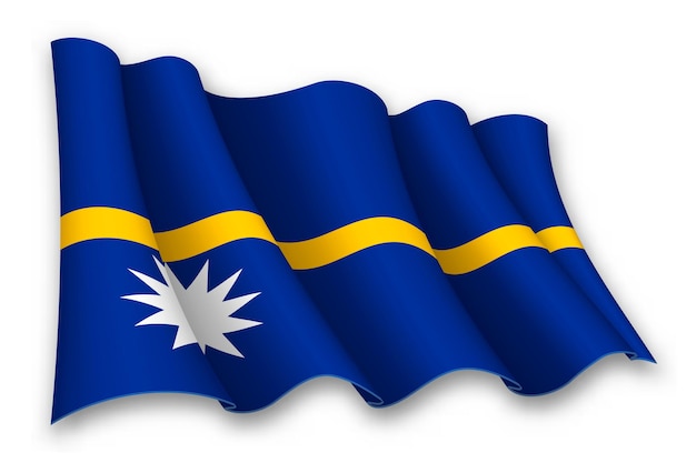 Realistic waving flag of Nauru