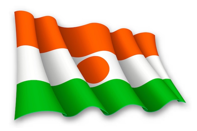 Realistic waving flag of Niger