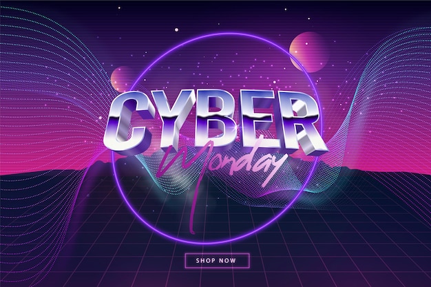 Realistic wavy cyber monday background