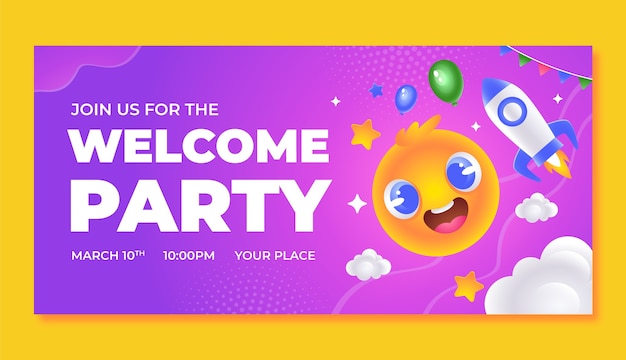 Realistic welcome party facebook cover