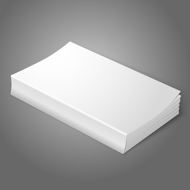 Realistic white blank softcover book