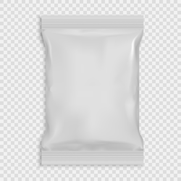 Realistic White Blank template Packaging Foil wet wipes.