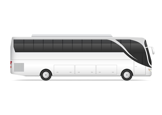 Realistic white bus side view