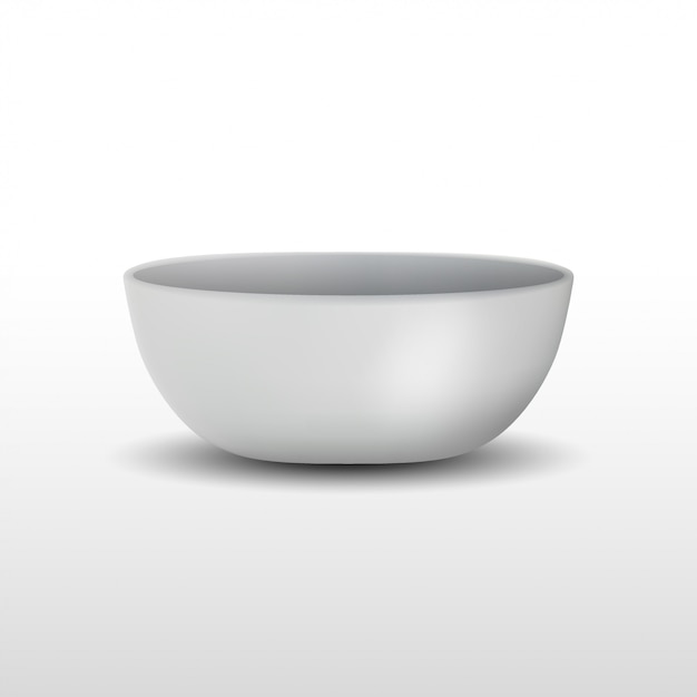 Realistic White Ceramic Bowl