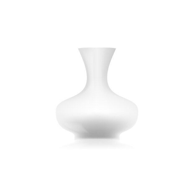 Vector realistic white ceramic porcelain vase 3d ceramic pot home interior design element for flowers