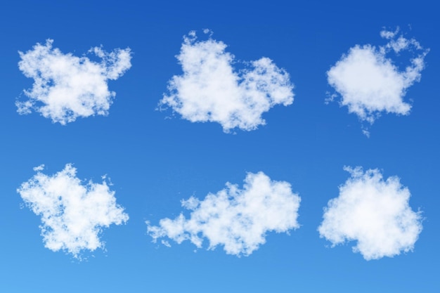 Realistic white clouds set with blue sky background