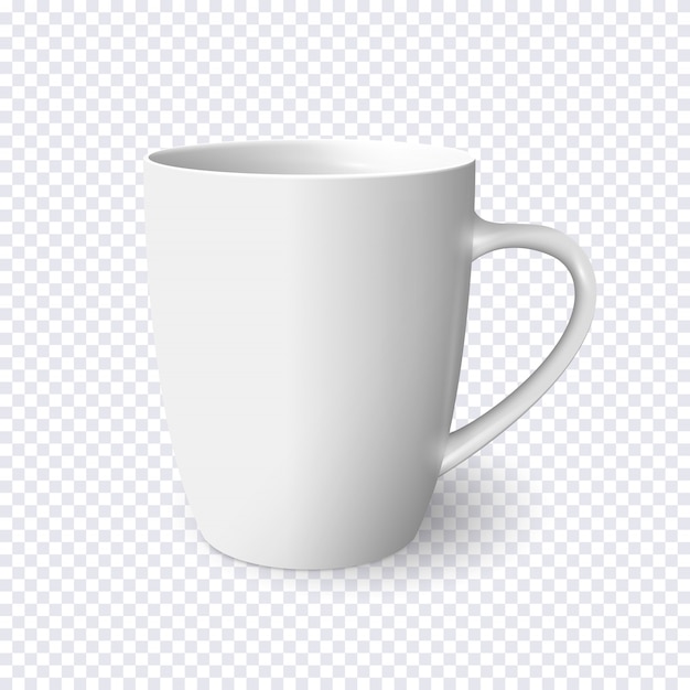 Realistic white mug isolated on transparent 