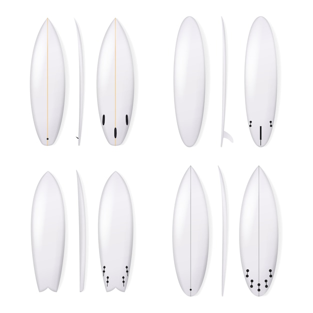 Realistic white Surfboard set