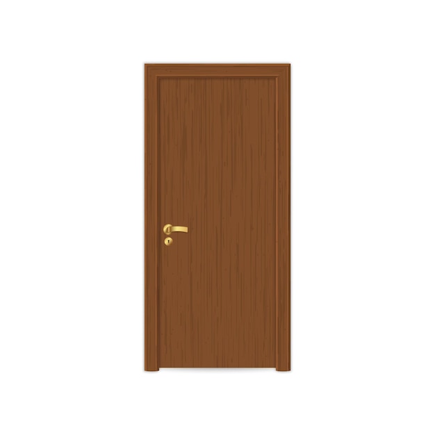 Realistic wooden door isolated