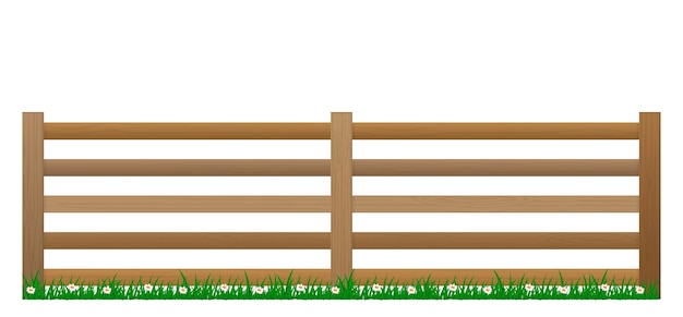 realistic wooden fence and green grass isolated eps vector