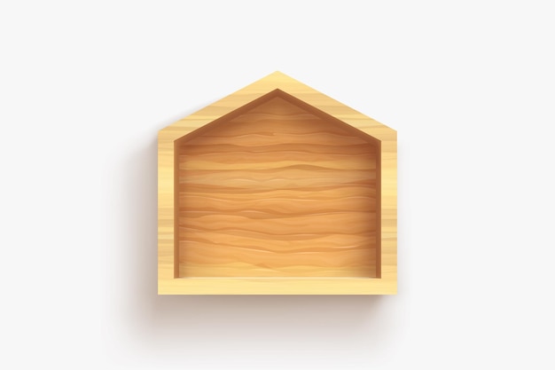 Realistic wooden house symbol on white back