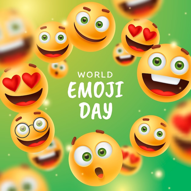 Realistic world emoji day illustration with emoticons