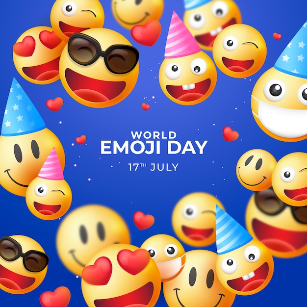 Realistic world emoji day illustration with emoticons