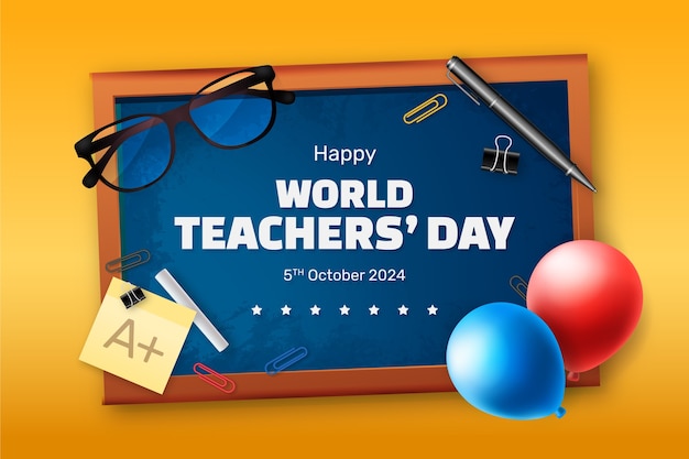 Realistic world teacher's day background