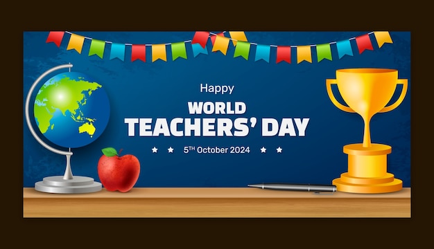 Vector realistic world teacher's day banner