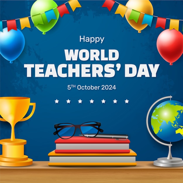 Realistic world teacher's day illustration