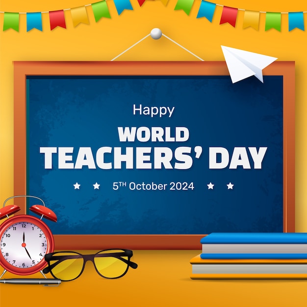 Realistic world teacher's day illustration