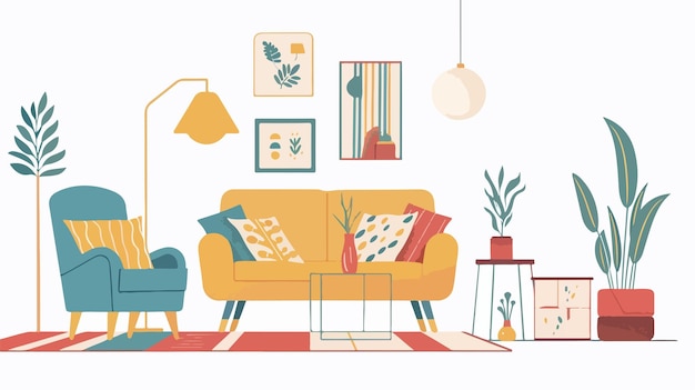 Realize Your Interior Dream with Mixed Media Flat Vector Design