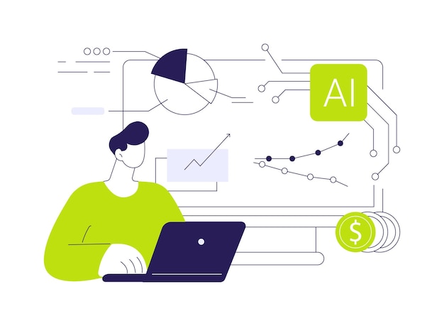 Vector realtime sales insights with ai abstract concept vector illustration