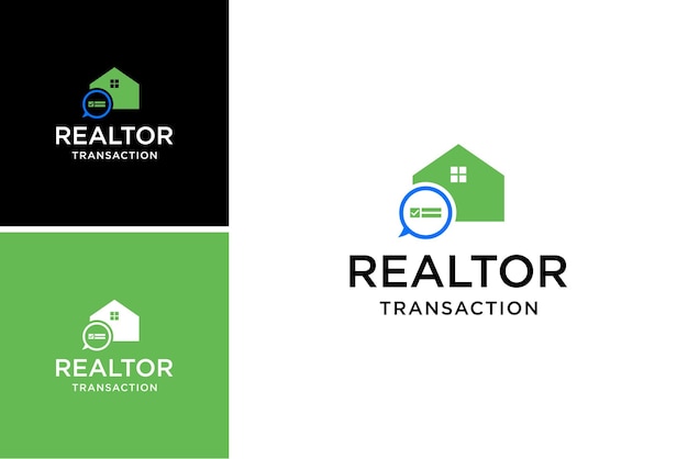 realtor home coordinator logo design with bubble chat vector