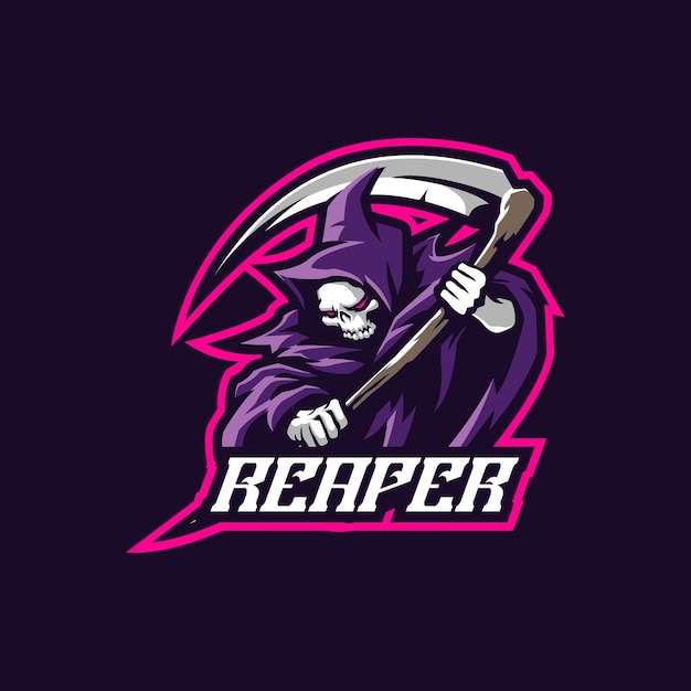 Reaper mascot logo design vector with modern illustration concept style for badge, emblem and tshirt printing. Angry reaper illustration for sport and esport team.