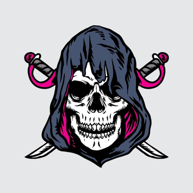 Reaper skull with crossed swords