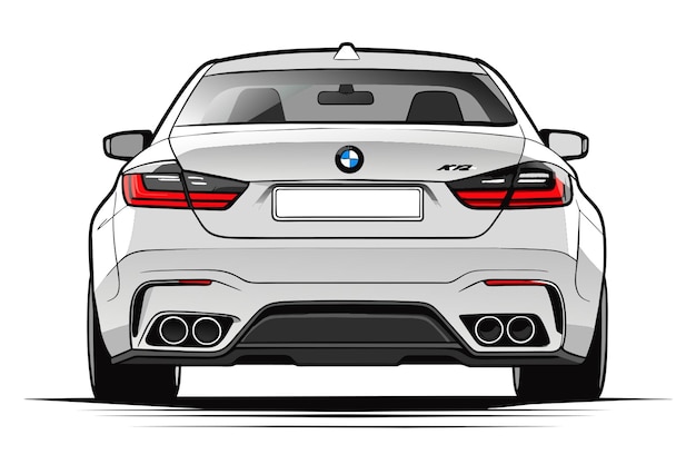 Vector rear of 2018 bmw m4 vector illustration cartoon