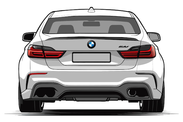 Vector rear of 2018 bmw m5 vector illustration cartoon