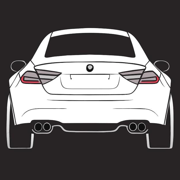 rear of the car vector illustration line art