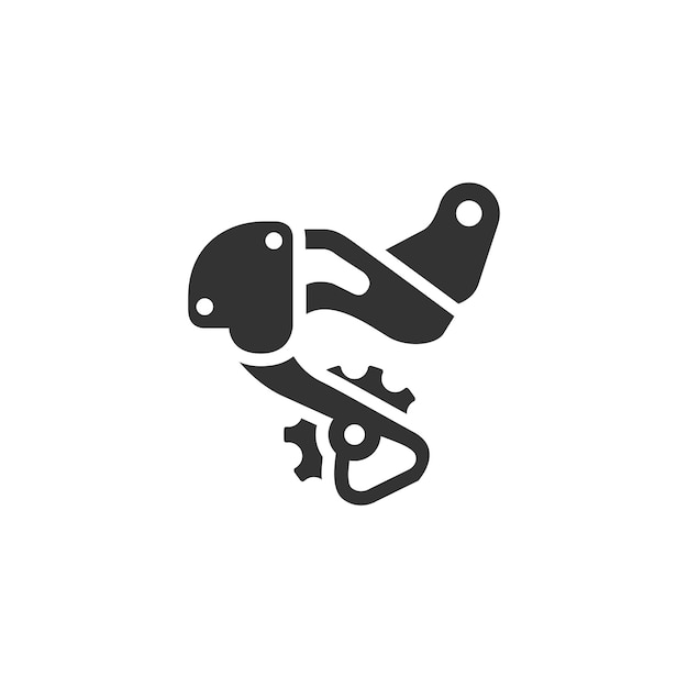 Rear derailleur icon in black and white