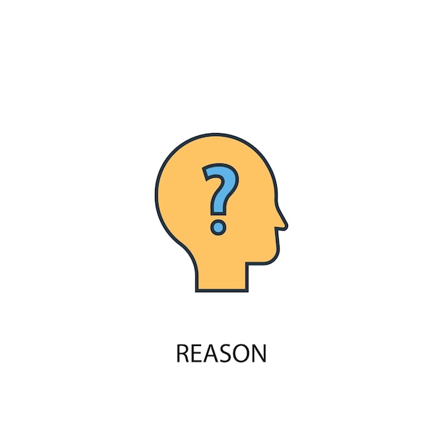 Reason concept 2 colored line icon. Simple yellow and blue element illustration. reason concept outline symbol design